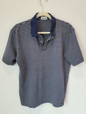 Trend Basics Striped Polo Shirt M Blue Gray Casual